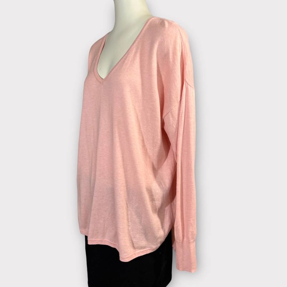 Margaret O'Leary (M) Sweater Cotton Light Pink Oversize V-Neck - Picture 3 of 9